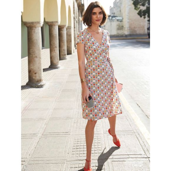 Boden | Pink Frosting Floral Summer Wrap Dress Size 4 R, MSRP $130 - Picture 1 of 9